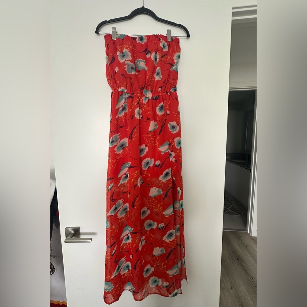 Bar III Red Strapless Sundress
